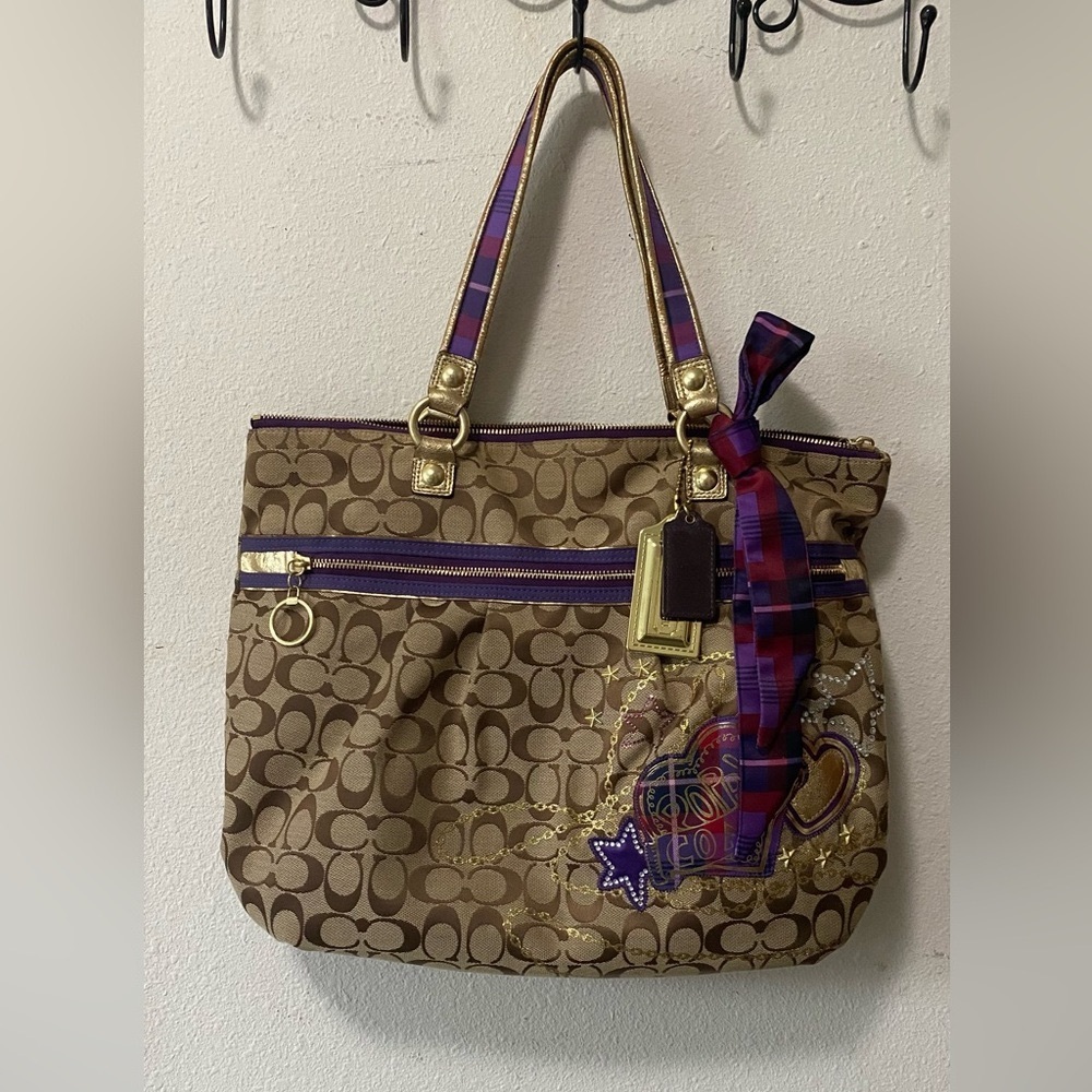 Coach Poppy Tartan Plaid Glam Tote-RARE